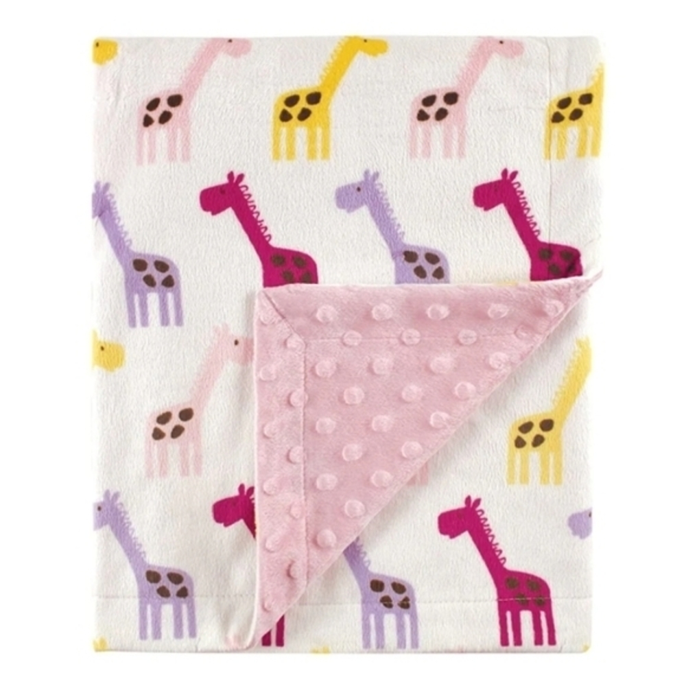 Hudson Baby‎ Infant Plush Mink Blanket Pink Giraffe 🦒 30" × 40"